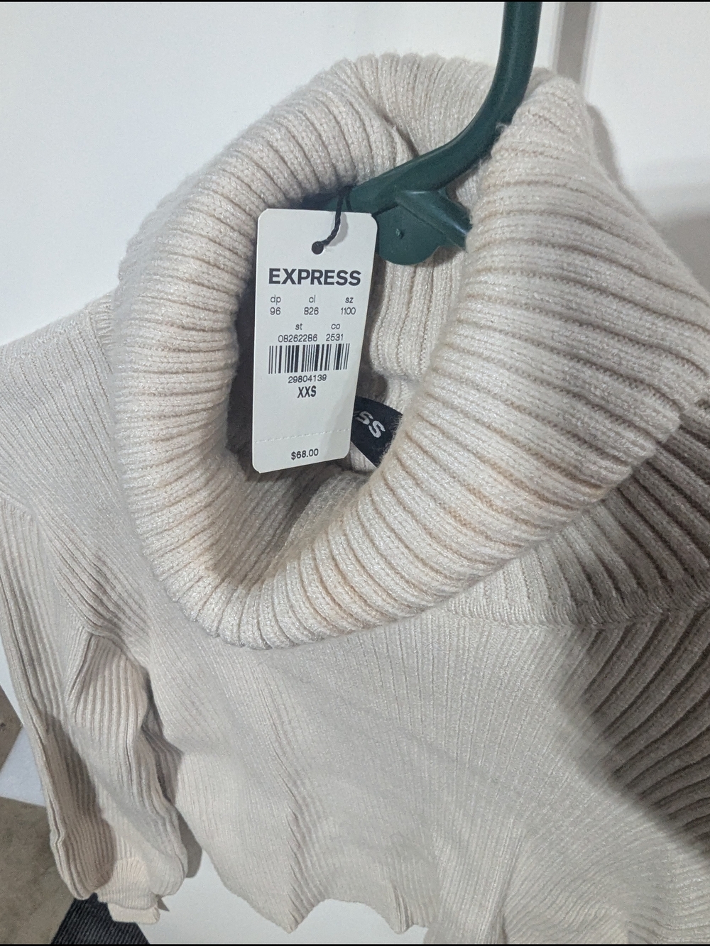 Express Cream Ribbed Turtleneck Sweater - Picture 3 of 4